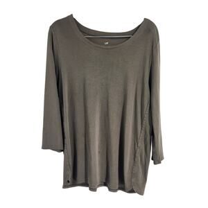 J. Jill Pima Cotton 3/4 Sleeve Green Top - Women's Large